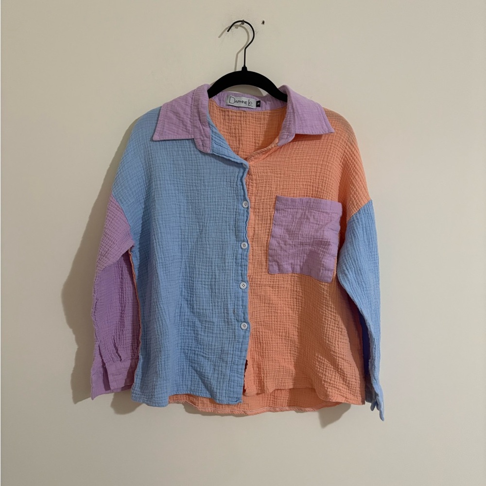 Colorful Patchwork Button Down Shirt
